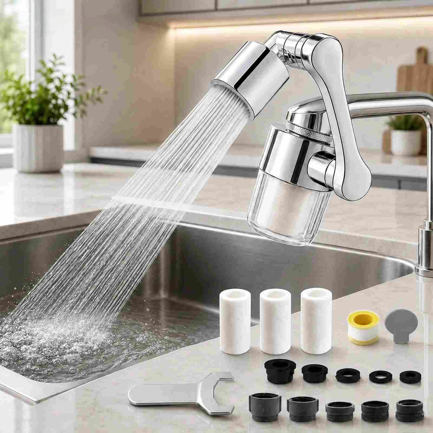 3D Swivel Filter Faucet Extender