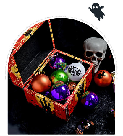 16Pcs Halloween Hanging Baubles | 6CM Printed Spooky Halloween Ornaments for Party & Tree Decor