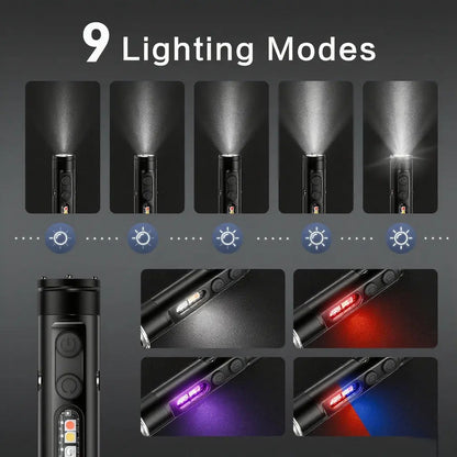 🔧K2 Mini Keychain EDC Flashlight | 500LM USB‑C Torch with Emergency Fire Starter & Window Breaker