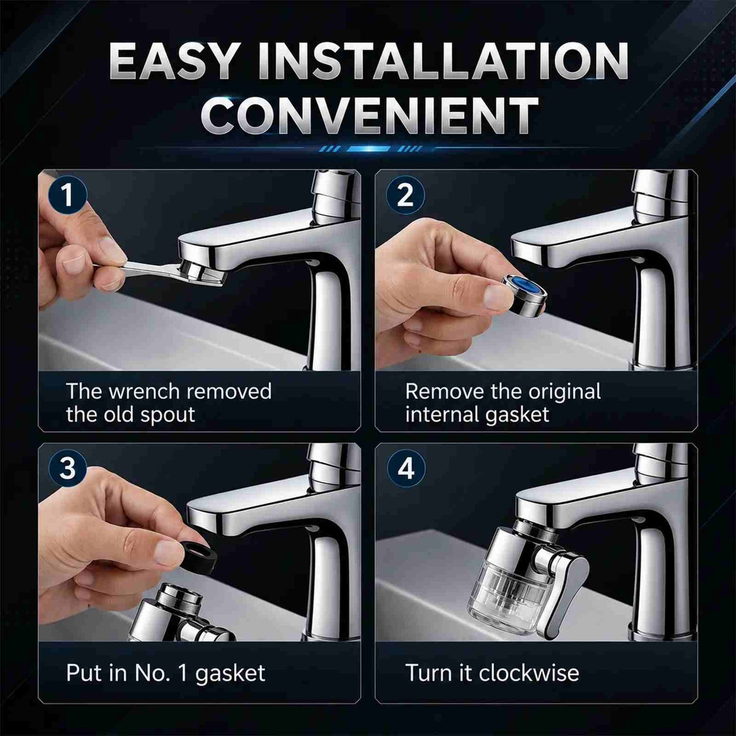 3D Swivel Filter Faucet Extender