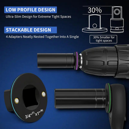 4PCS Low Profile Socket Adapter Set – The Ultimate Tool Upgrade For Tight Spaces