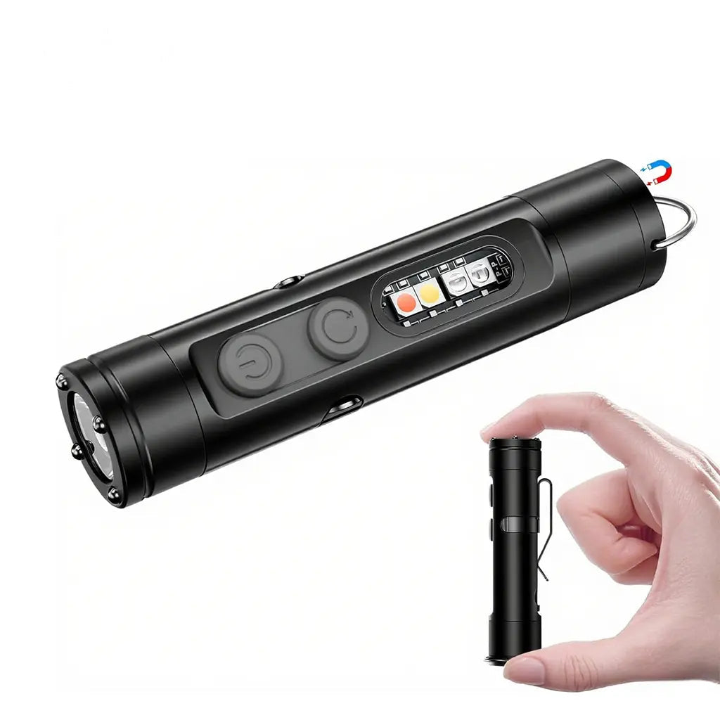 🔧K2 Mini Keychain EDC Flashlight | 500LM USB‑C Torch with Emergency Fire Starter & Window Breaker
