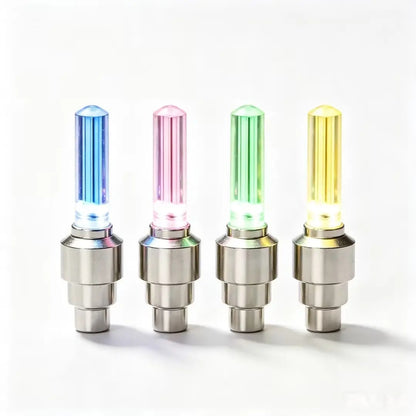 2 Pack Waterproof LED Tire Valve Stem Lights, Neon Glowing Wheel Accessories for Bicycles, Motorcycles, Electric Scooters & Cars, Night‑Time Safety Decor Lights