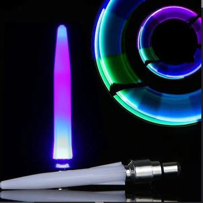 2 Pack Waterproof LED Tire Valve Stem Lights, Neon Glowing Wheel Accessories for Bicycles, Motorcycles, Electric Scooters & Cars, Night‑Time Safety Decor Lights