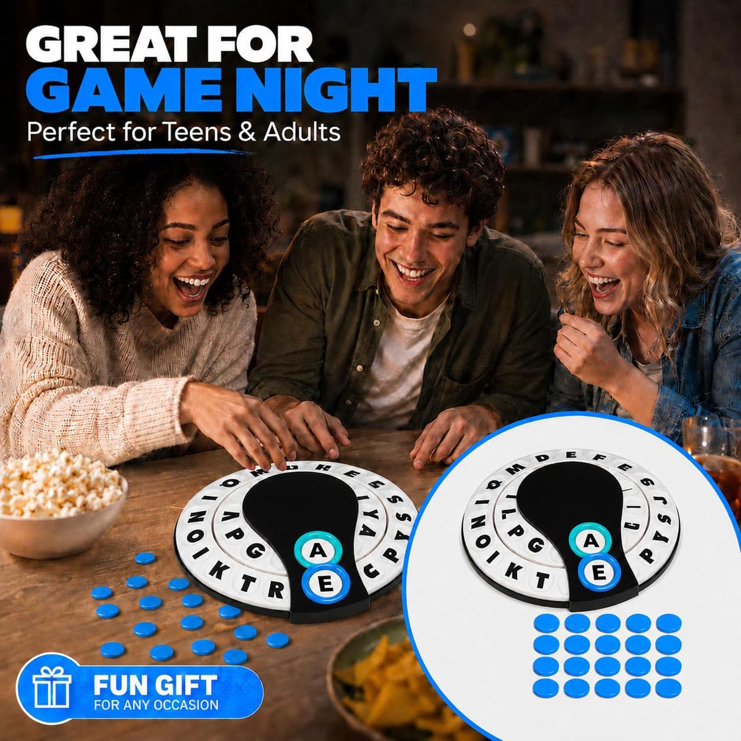 Starts With Ends With by Relatable - The Fast Paced Word Game Your Family Games Collection Has Been Missing. Spin The Letter Wheels and Race to Shout the Word – Includes 1 Spinner Device and 20 Tokens.