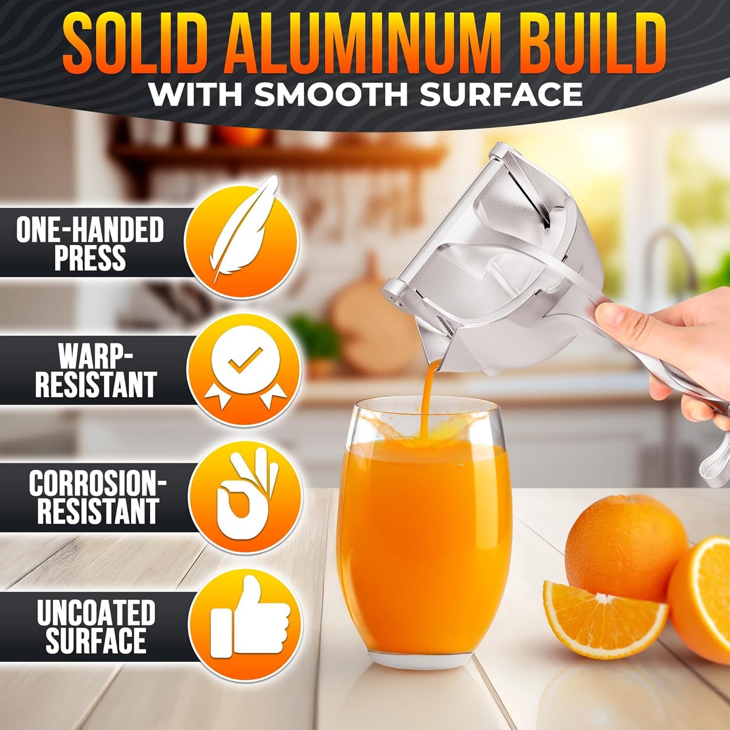 Food-Grade Aluminum Manual Squeezer for Lemons, Limes & Oranges