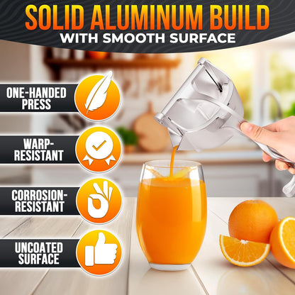 Food-Grade Aluminum Manual Squeezer for Lemons, Limes & Oranges