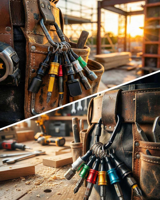 Portable Aluminum Alloy 1/4 Hex Shank Screwdriver Drill Bit Holder Keychain, Quick Change Bit Storage Key Ring, Durable Heavy Load Tool Clip for Workshop, Auto Repair & Woodworking