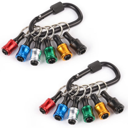 Portable Aluminum Alloy 1/4 Hex Shank Screwdriver Drill Bit Holder Keychain, Quick Change Bit Storage Key Ring, Durable Heavy Load Tool Clip for Workshop, Auto Repair & Woodworking