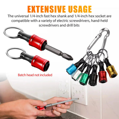 Portable Aluminum Alloy 1/4 Hex Shank Screwdriver Drill Bit Holder Keychain, Quick Change Bit Storage Key Ring, Durable Heavy Load Tool Clip for Workshop, Auto Repair & Woodworking