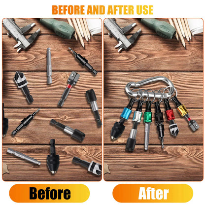 Portable Aluminum Alloy 1/4 Hex Shank Screwdriver Drill Bit Holder Keychain, Quick Change Bit Storage Key Ring, Durable Heavy Load Tool Clip for Workshop, Auto Repair & Woodworking