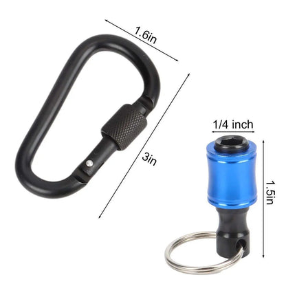 Portable Aluminum Alloy 1/4 Hex Shank Screwdriver Drill Bit Holder Keychain, Quick Change Bit Storage Key Ring, Durable Heavy Load Tool Clip for Workshop, Auto Repair & Woodworking