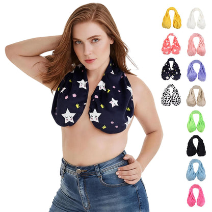 Multicolor Plush Halter-Neck Bath Wrap Top – Soft Fleece SPA/Makeup/Bath Bra – Reusable Quick-Dry Towel Bra (Suitable for Skincare, Bathing, and Lounging)