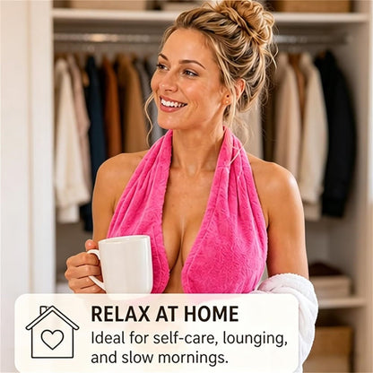 Multicolor Plush Halter-Neck Bath Wrap Top – Soft Fleece SPA/Makeup/Bath Bra – Reusable Quick-Dry Towel Bra (Suitable for Skincare, Bathing, and Lounging)
